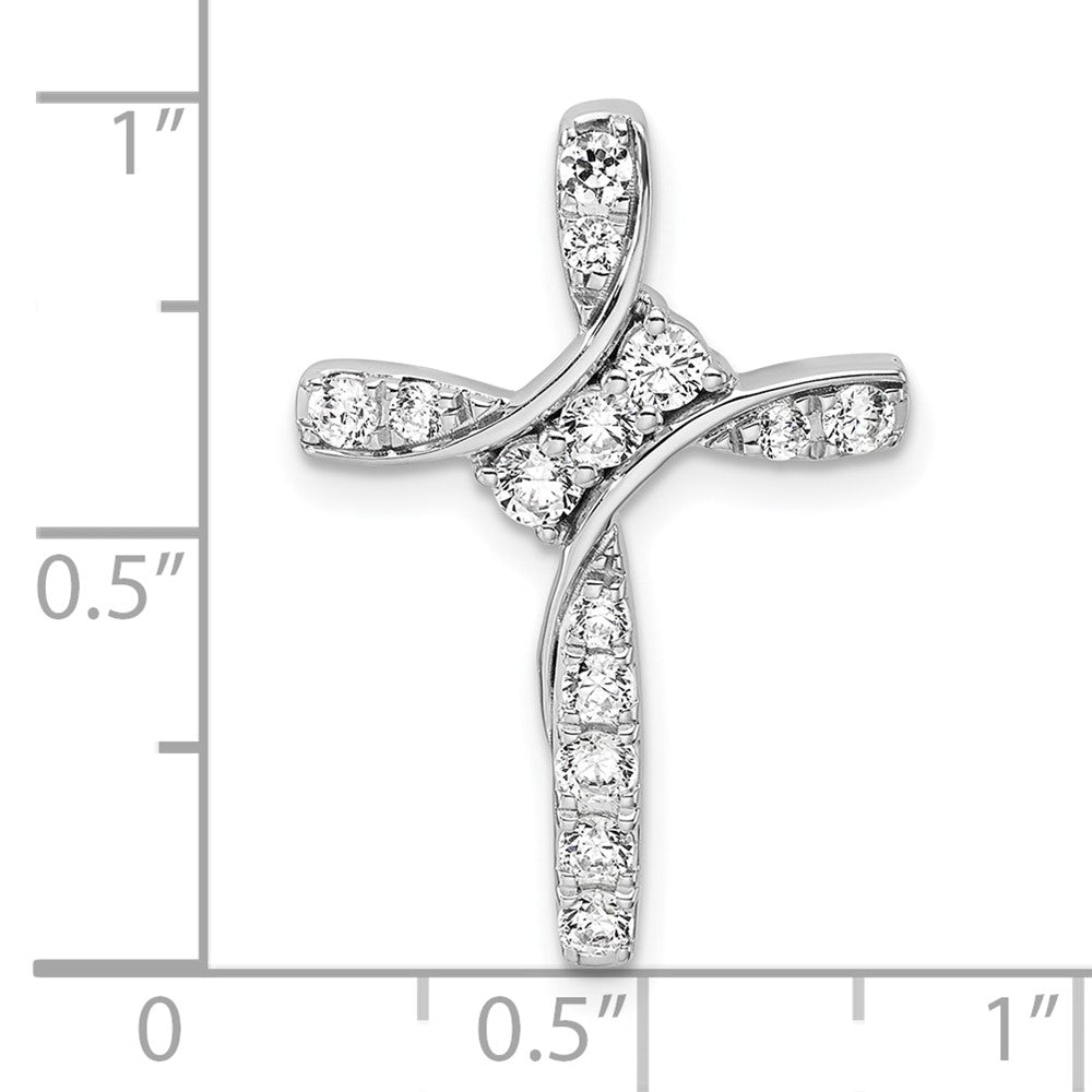 14k White Gold 1/2ct Lab Grown Diamond VS/SI+ G+ Comp Cross Chain Slide