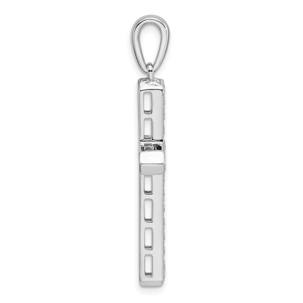 14k White Gold 3/4ct Lab Grown Diamond VS/SI+ G+ Comp Cross Pendant