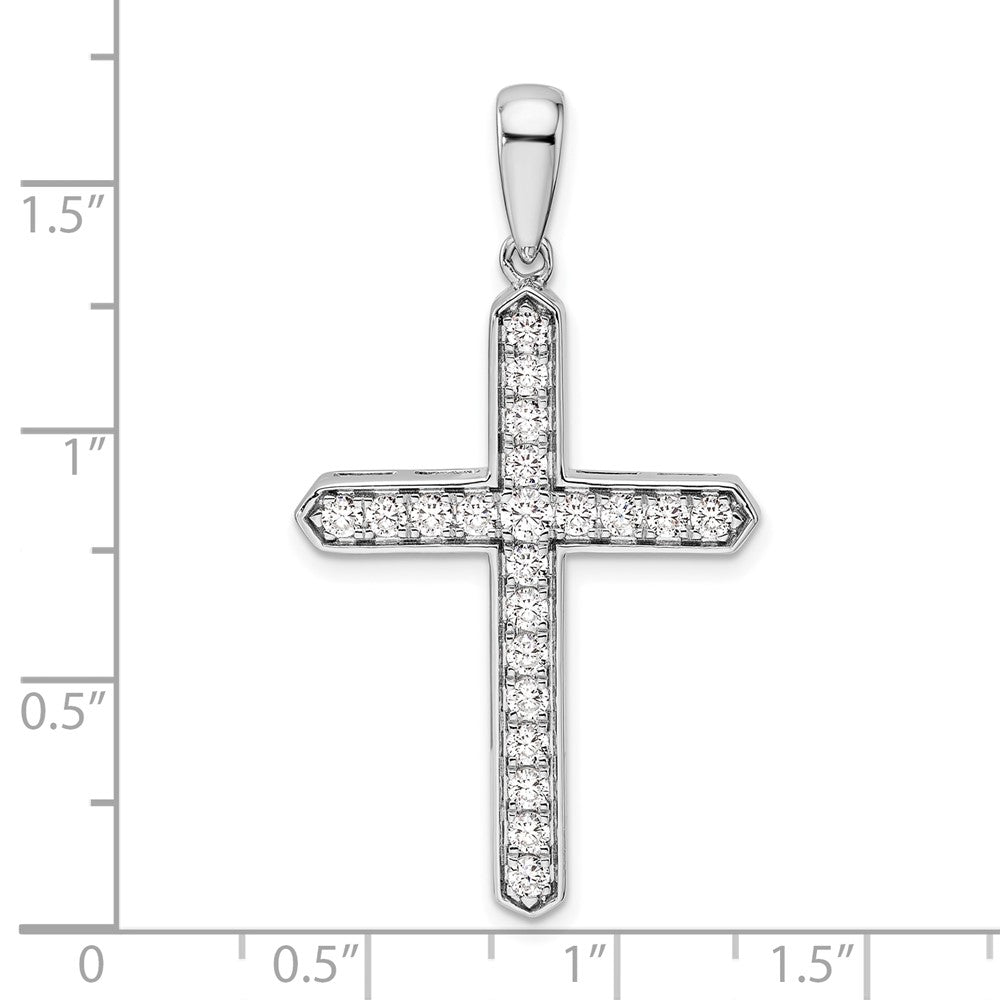 14k White Gold 3/4ct Lab Grown Diamond VS/SI+ G+ Comp Cross Pendant