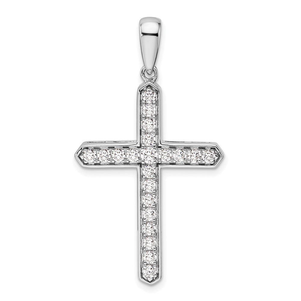 14k White Gold 3/4ct Lab Grown Diamond VS/SI+ G+ Comp Cross Pendant