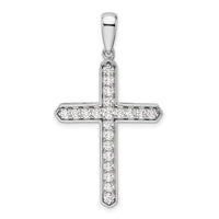 14k White Gold 3/4ct Lab Grown Diamond VS/SI+ G+ Comp Cross Pendant