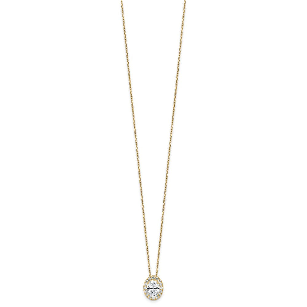 14k 2 1/2 ct Cert Lab Grown Dia VS/SI+ G+ Comp 18 in Halo Pendant Necklace