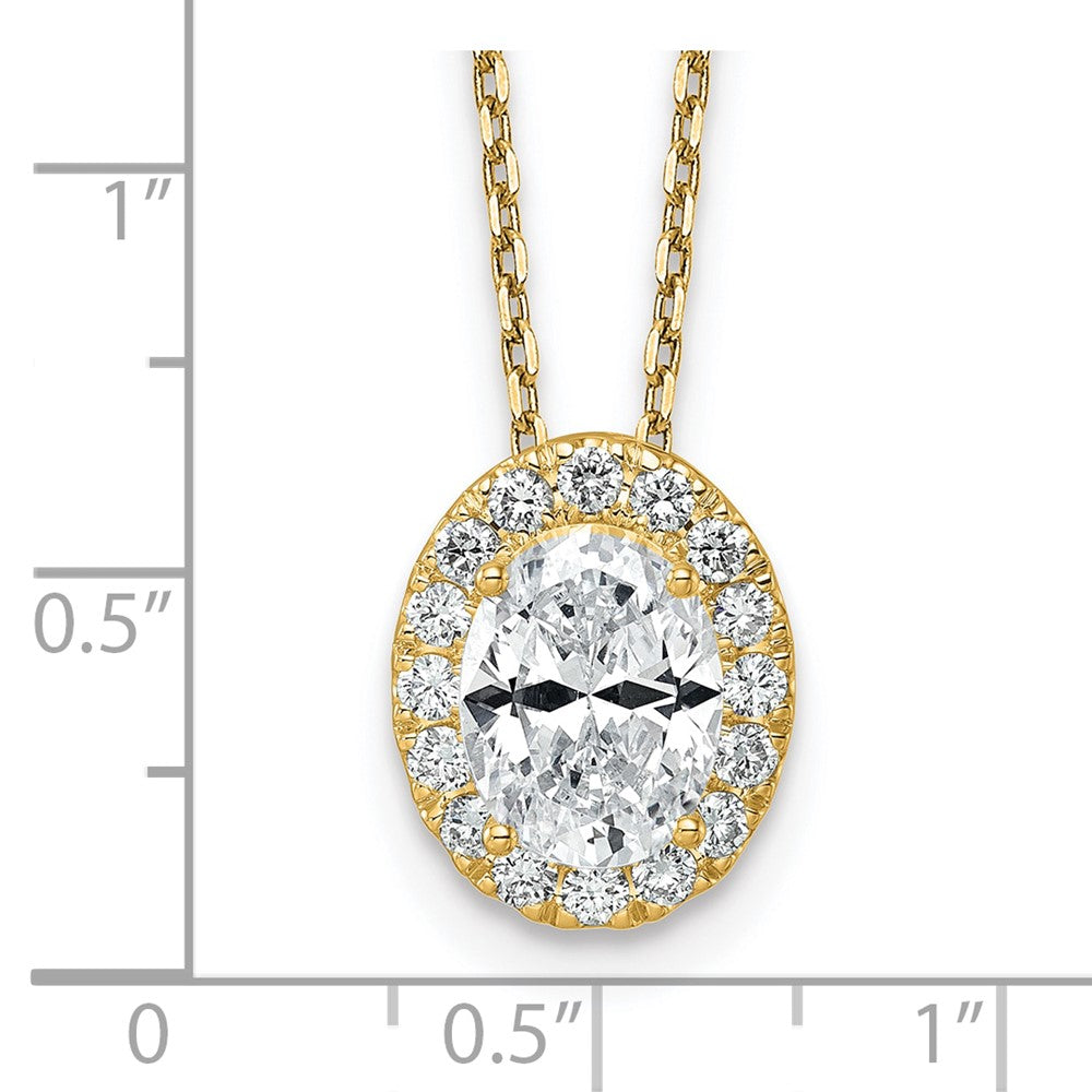 14k 2 1/2 ct Cert Lab Grown Dia VS/SI+ G+ Comp 18 in Halo Pendant Necklace