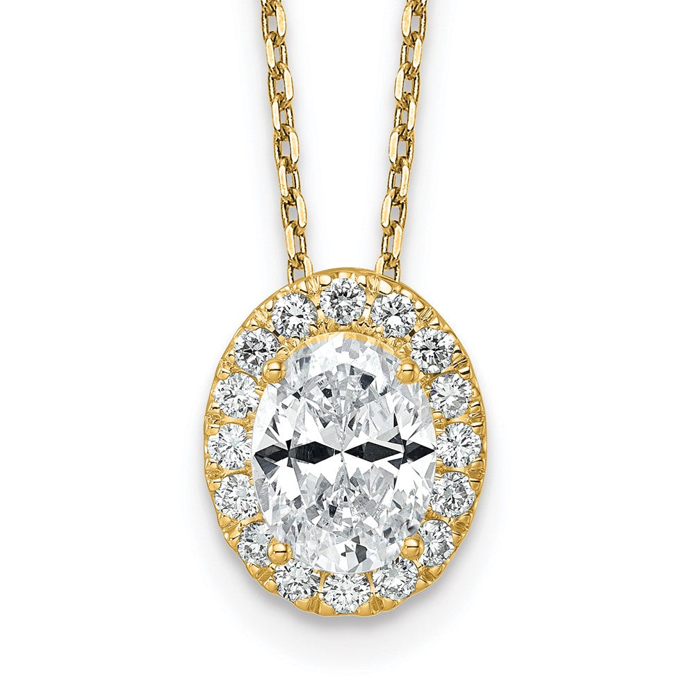 14k 2 1/2 ct Cert Lab Grown Dia VS/SI+ G+ Comp 18 in Halo Pendant Necklace