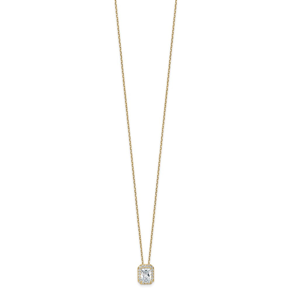14k 2 1/2 ct Cert Lab Grown Dia VS/SI+ G+ Comp 18 in Halo Pendant Necklace