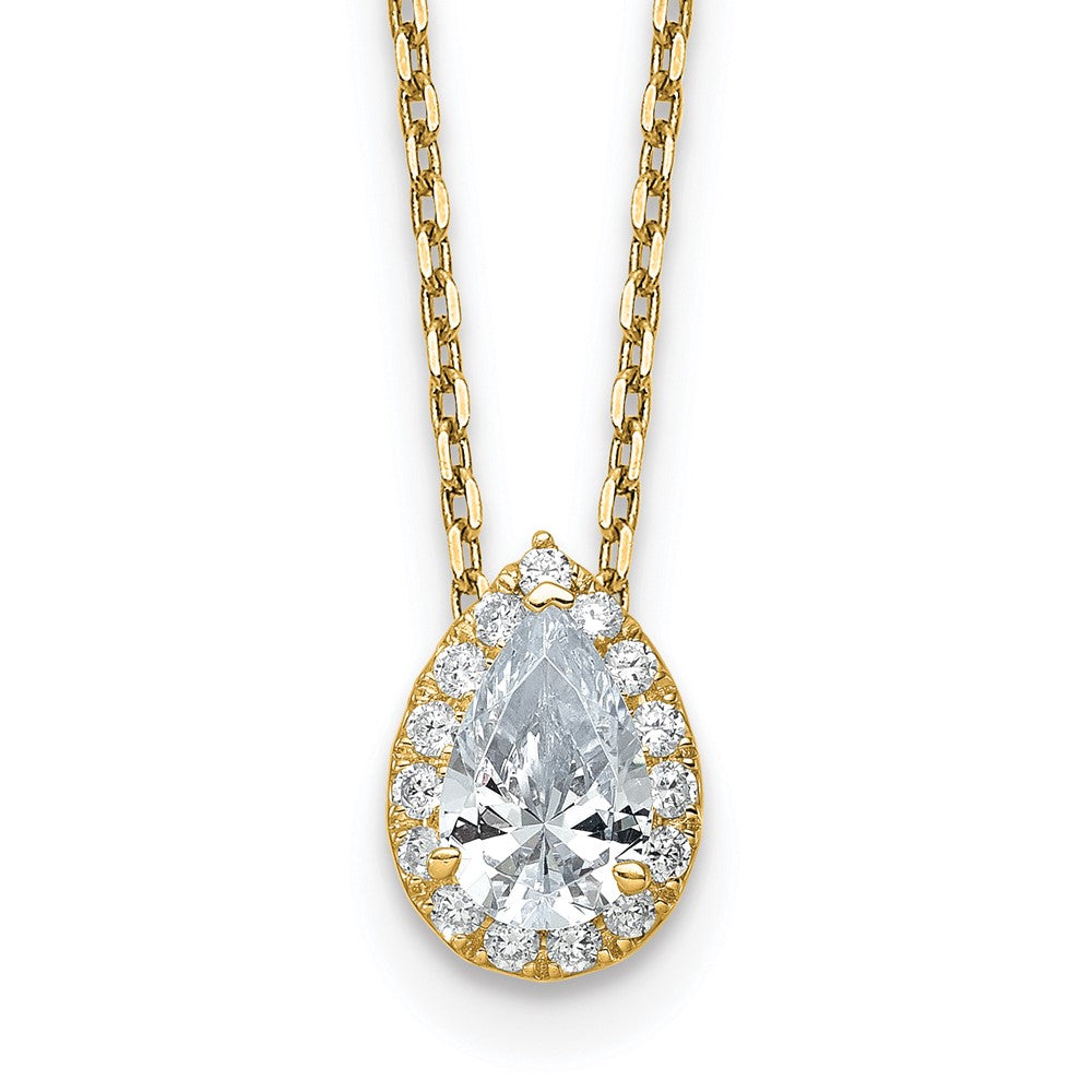 14k 2 3/8 ct Cert Lab Grown Dia VS/SI+ G+ Comp 18 in Halo Pendant Necklace