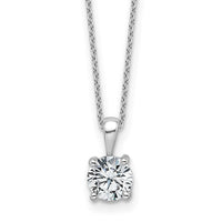 14kw 1ct Cert Lab Grown Dia VS+ F+ Comp 18in 4 Prong Pendant Necklace