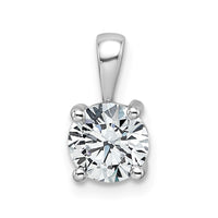 14k White Gold 1 ct Lab Grown Dia VS/SI+ G+ Round Comp 4 Prong Pendant