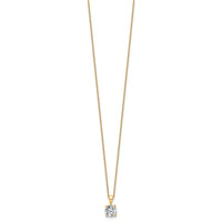 14k 1ct Lab Grown Dia VS+ F+ Comp 18in 4 Prong Pendant Necklace