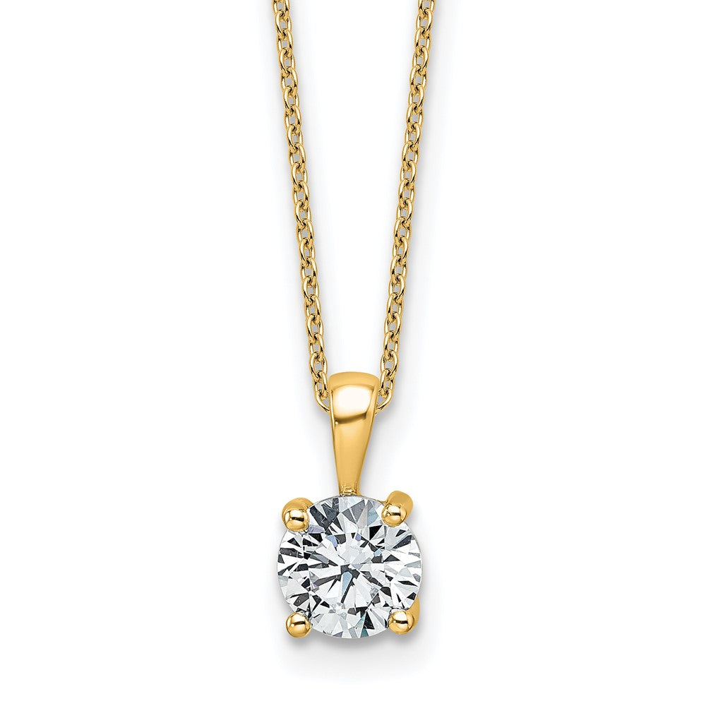 14k 1ct Lab Grown Dia VS+ F+ Comp 18in 4 Prong Pendant Necklace