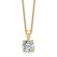 14k 1ct Lab Grown Dia VS+ F+ Comp 18in 4 Prong Pendant Necklace