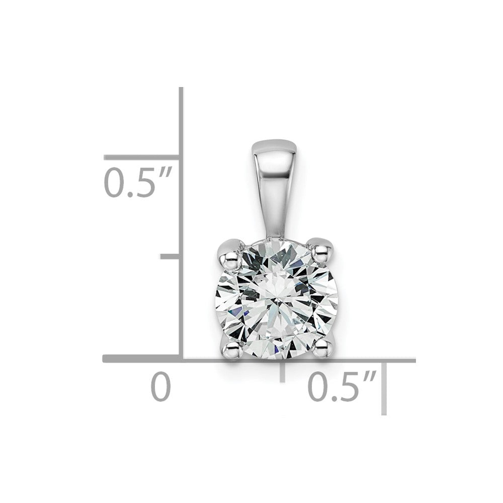 14k White Gold 1 1/2 ct Lab Grown Dia VS+ F+ Round Comp 4 Prong Pendant