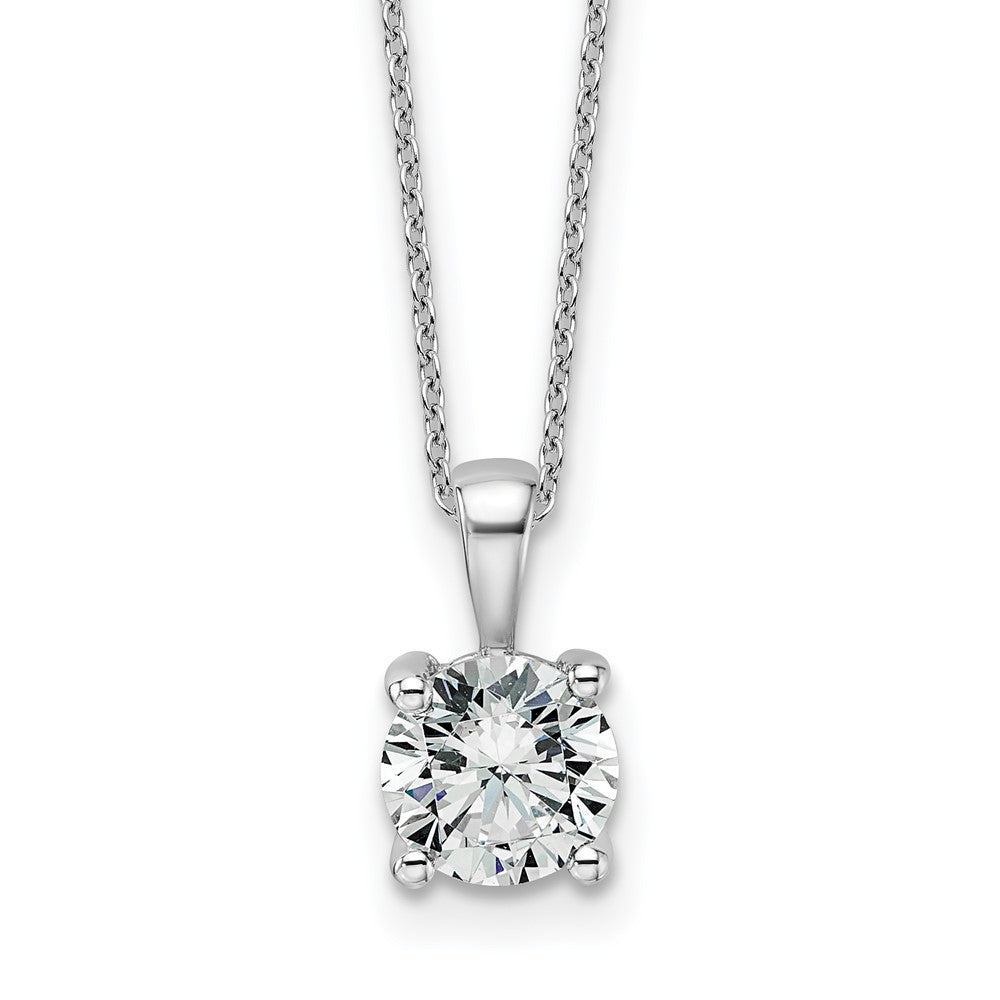 14kw 1 1/2ct Lab Grown Dia VS/SI+ G+ Comp 18in 4 Prong Pendant Necklace