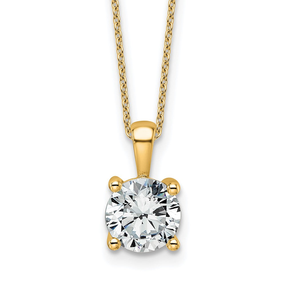 14k 2ct Lab Grown Dia VS+ F+ Comp 18in 4 Prong Pendant Necklace