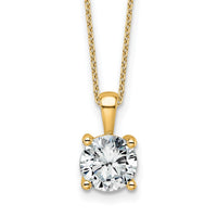14k 2ct Lab Grown Dia VS+ F+ Comp 18in 4 Prong Pendant Necklace