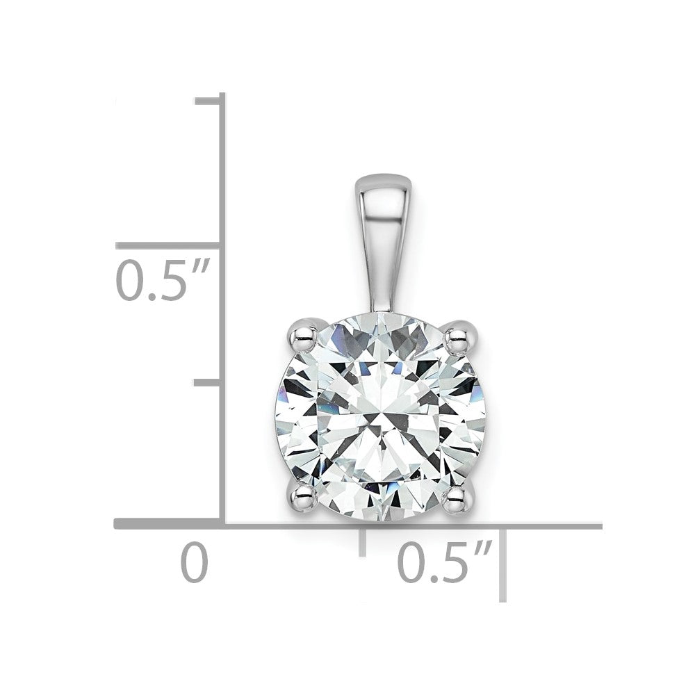 14k White Gold 3 ct Lab Grown Dia VS+ F+ Round Comp 4 Prong Pendant