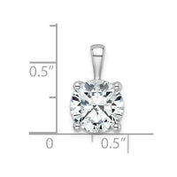 14k White Gold 3 ct Lab Grown Dia VS/SI+ G+ Round Comp 4 Prong Pendant