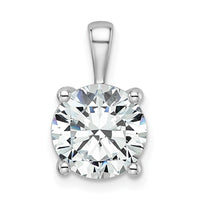 14k White Gold 3 ct Lab Grown Dia VS/SI+ G+ Round Comp 4 Prong Pendant