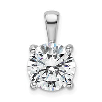 14kw 4 ct Cert Lab Grown Dia VS+ F+ Round Complete 4 Prong Pendant