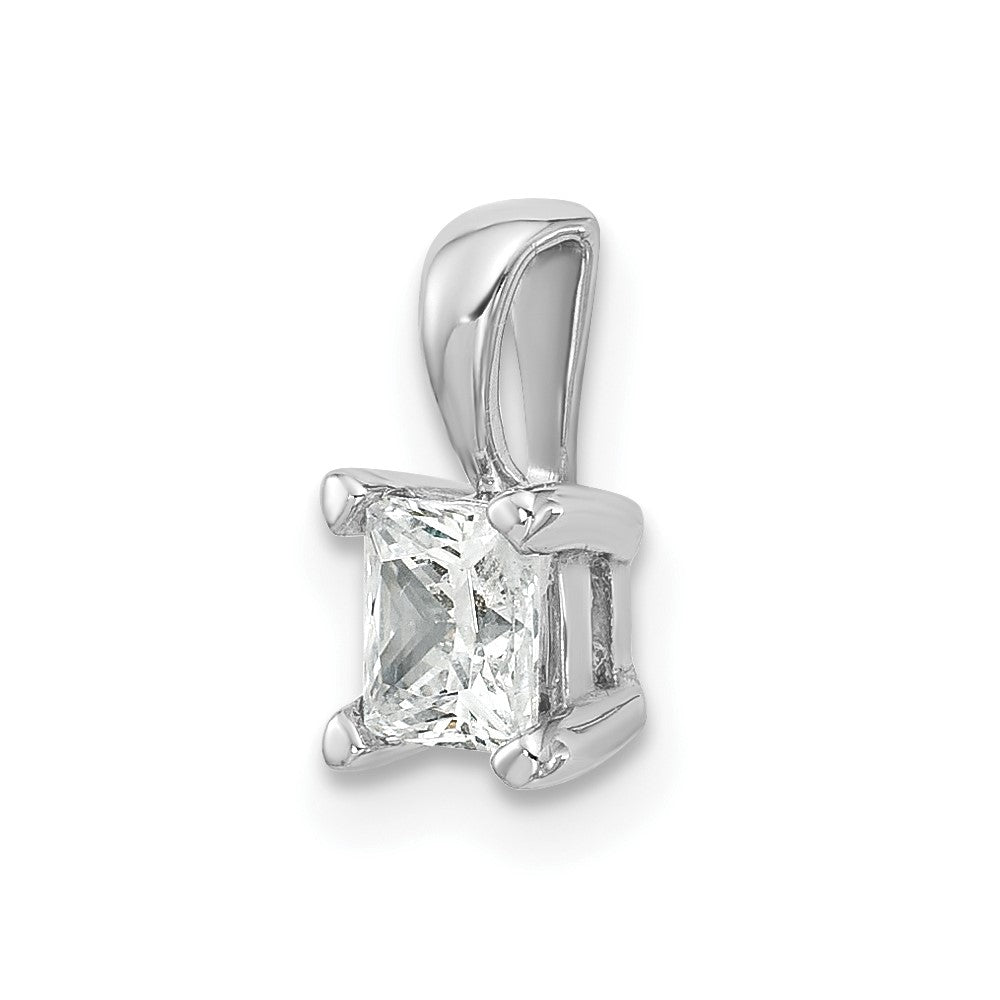 14kw 1/2 ct Cert Lab Grown Dia VS+ F+ Princess Complete 4 Prong Pendant