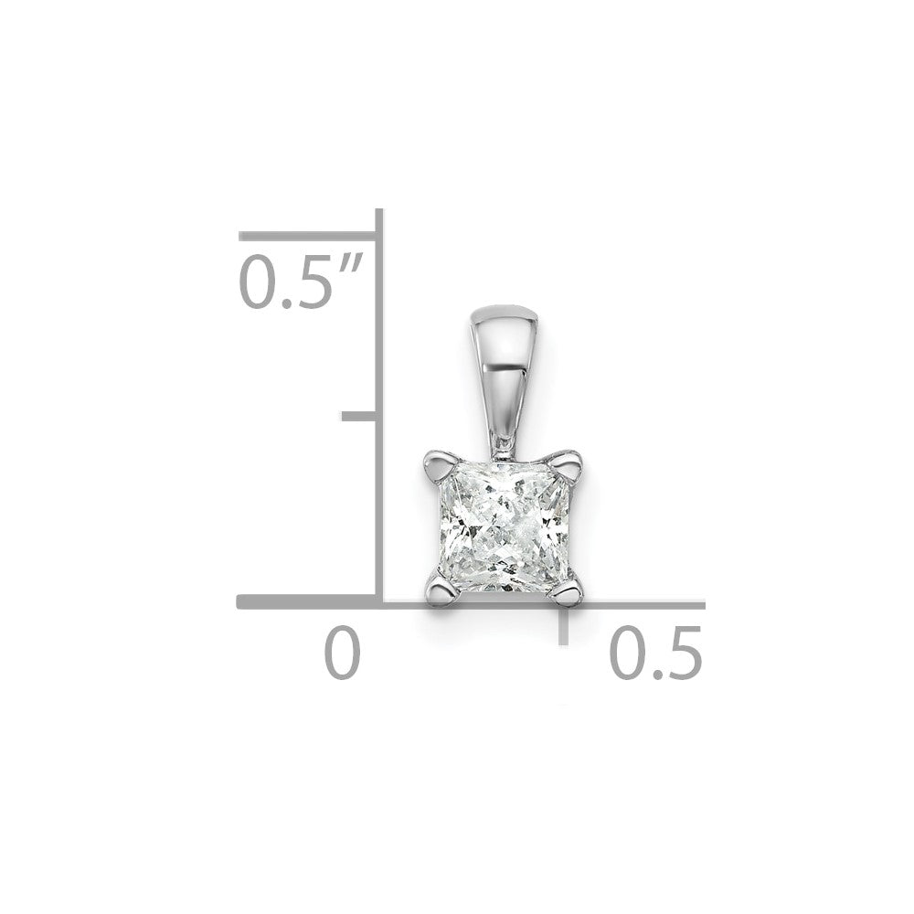 14k White Gold 1/2 ct Lab Grown Dia VS/SI+ G+ Princess Comp 4 Prong Pendant