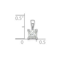 14k White Gold 1/2 ct Lab Grown Dia VS/SI+ G+ Princess Comp 4 Prong Pendant