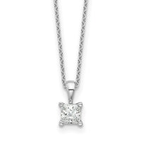 14kw 1/2ct Lab Grown Dia VS+ F+ Princess Comp 18in Pendant Necklace