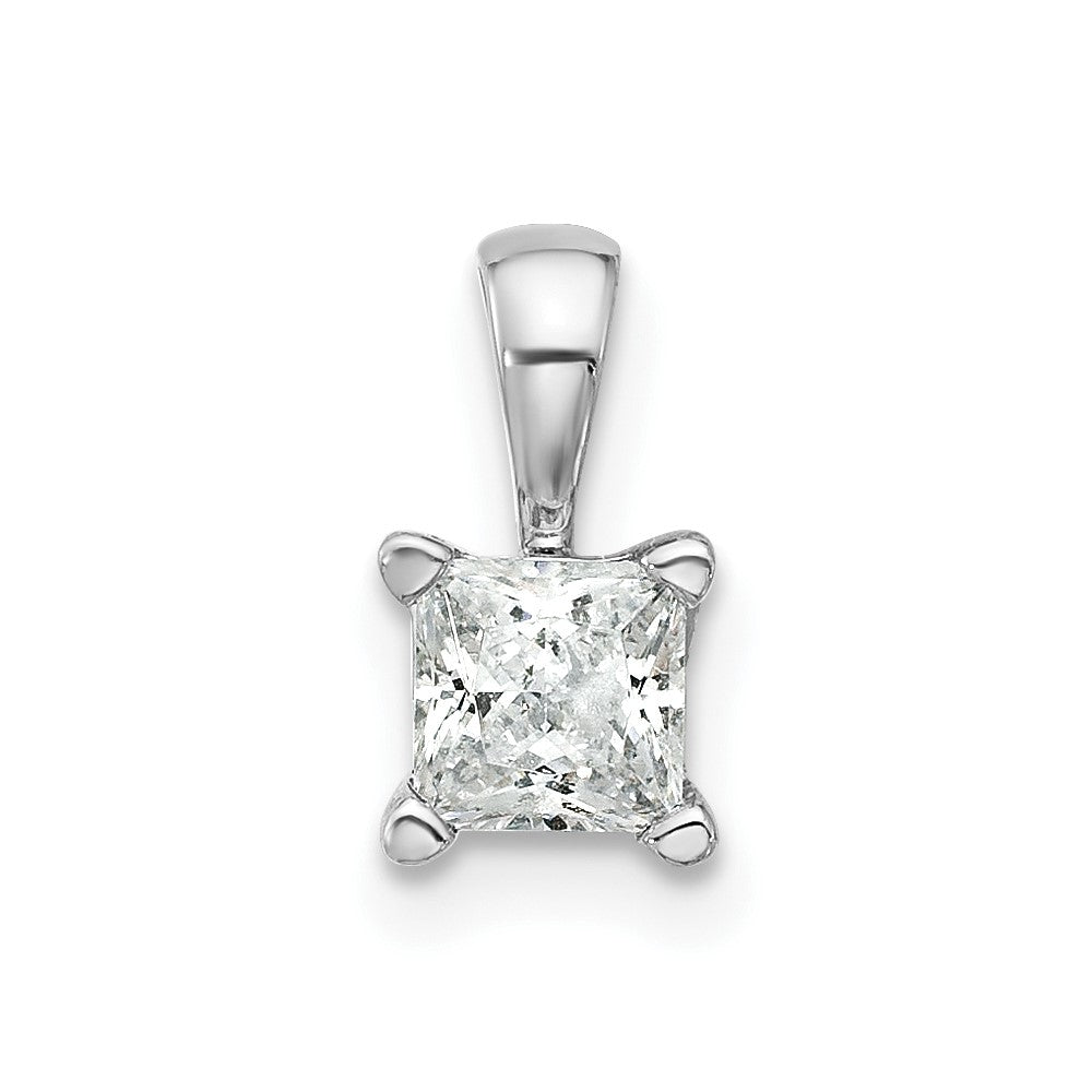 14k White Gold 1/2 ct Lab Grown Dia VS/SI+ G+ Princess Comp 4 Prong Pendant