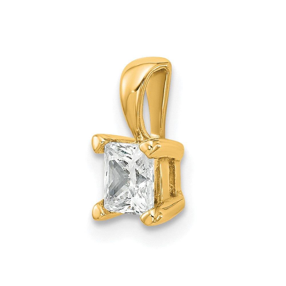 14k 1/2 ct Lab Grown Diamond VS+ F+ Princess Complete 4 Prong Pendant