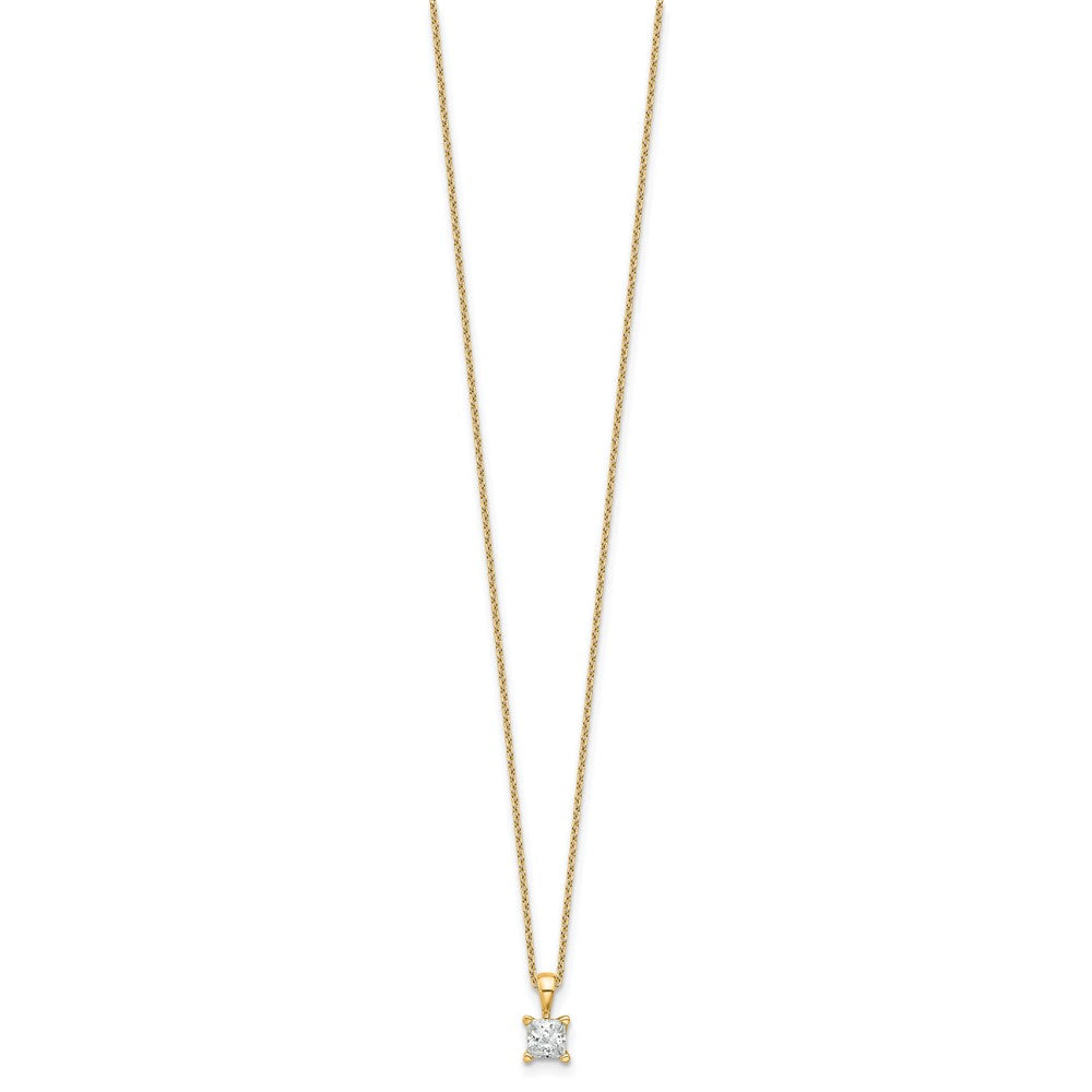 14k 1/2ct Lab Grown Dia VS+ F+ Princess Comp 18in Pendant Necklace