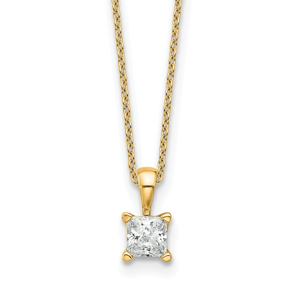 14k 1/2ct Lab Grown Dia VS+ F+ Princess Comp 18in Pendant Necklace