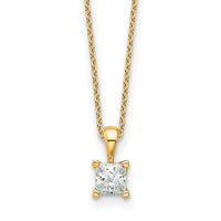 14k 1/2ct Lab Grown Dia VS+ F+ Princess Comp 18in Pendant Necklace