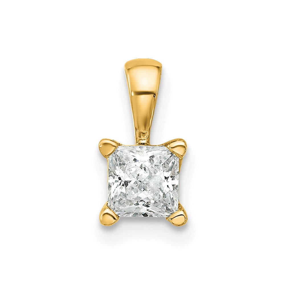 14k 1/2 ct Lab Grown Diamond VS/SI+ G+ Princess Complete 4 Prong Pendant