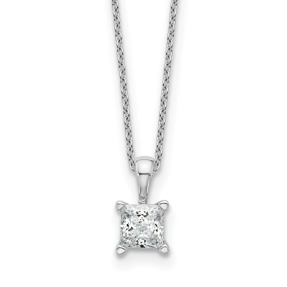 14kw 3/4ct Lab Grown Dia VS/SI+ G+ Princess Comp 18in Pendant Necklace