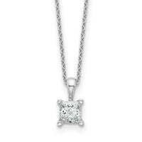 14kw 3/4ct Lab Grown Dia VS/SI+ G+ Princess Comp 18in Pendant Necklace
