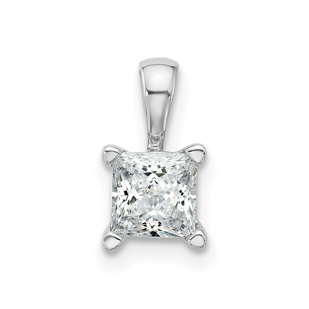 14kw 3/4 ct Cert Lab Grown Dia VS+ F+ Princess Complete 4 Prong Pendant