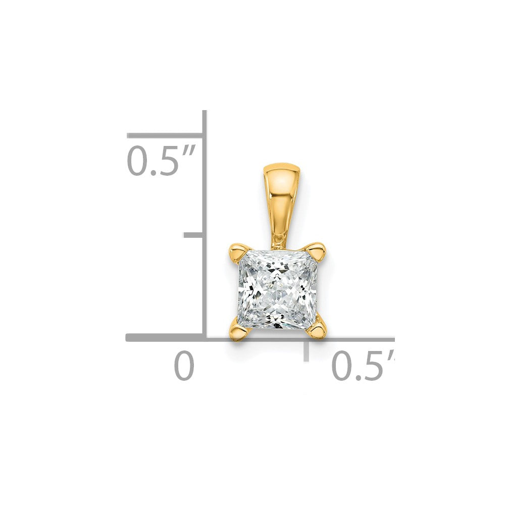 14k 3/4 ct Cert Lab Grown Diamond VS+ F+ Princess Comp 4 Prong Pendant