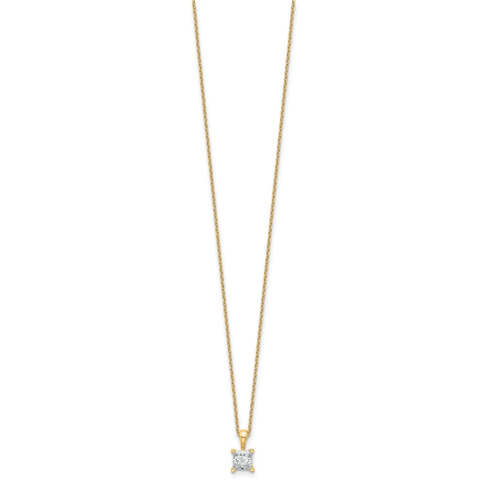 14k 3/4ct Lab Grown Dia VS+ F+ Princess Comp 18in Pendant Necklace