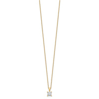 14k 3/4ct Lab Grown Dia VS+ F+ Princess Comp 18in Pendant Necklace