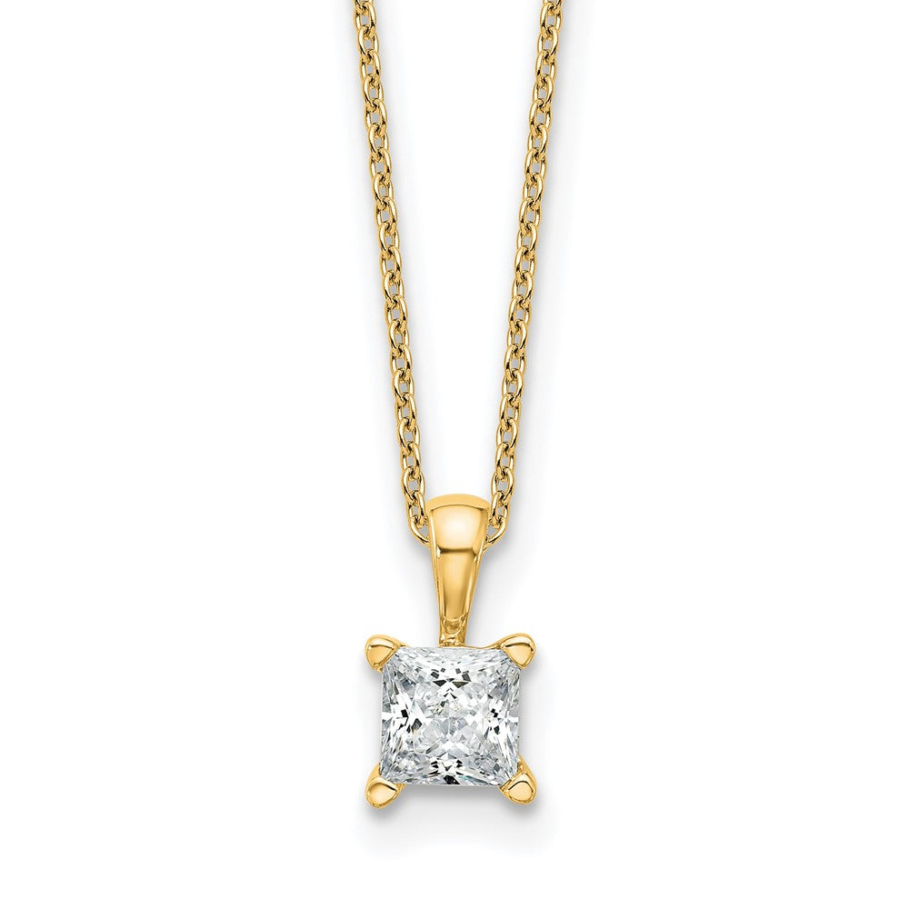 14k 3/4ct Lab Grown Dia VS+ F+ Princess Comp 18in Pendant Necklace