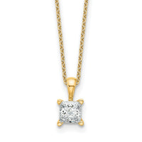 14k 3/4ct Lab Grown Dia VS+ F+ Princess Comp 18in Pendant Necklace