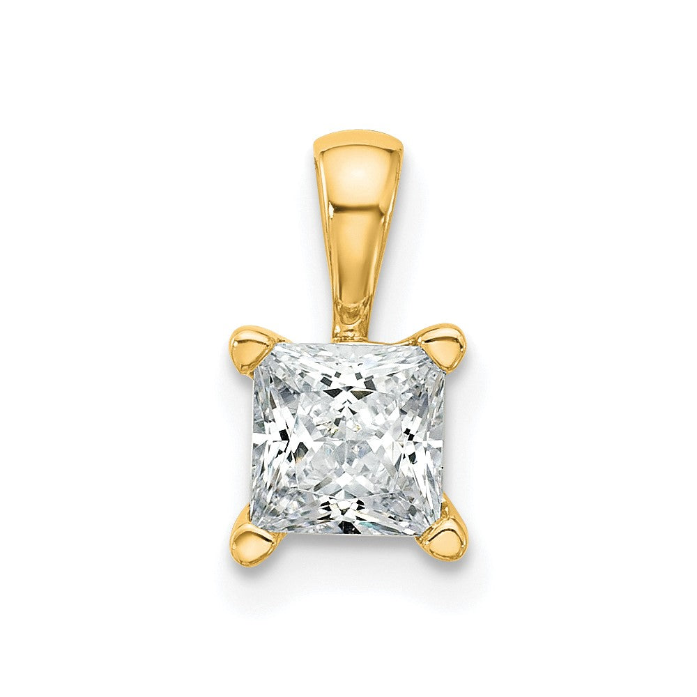 14k 3/4 ct Cert Lab Grown Diamond VS+ F+ Princess Comp 4 Prong Pendant