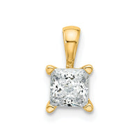14k 3/4 ct Cert Lab Grown Diamond VS+ F+ Princess Comp 4 Prong Pendant