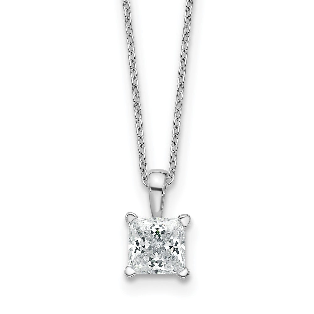 14kw 1ct Cert Lab Grown Dia VS/SI+ G+ Princess Comp 18in Pendant Necklace
