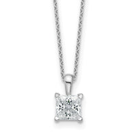 14kw 1ct Cert Lab Grown Dia VS+ F+ Princess Comp 18in Pendant Necklace