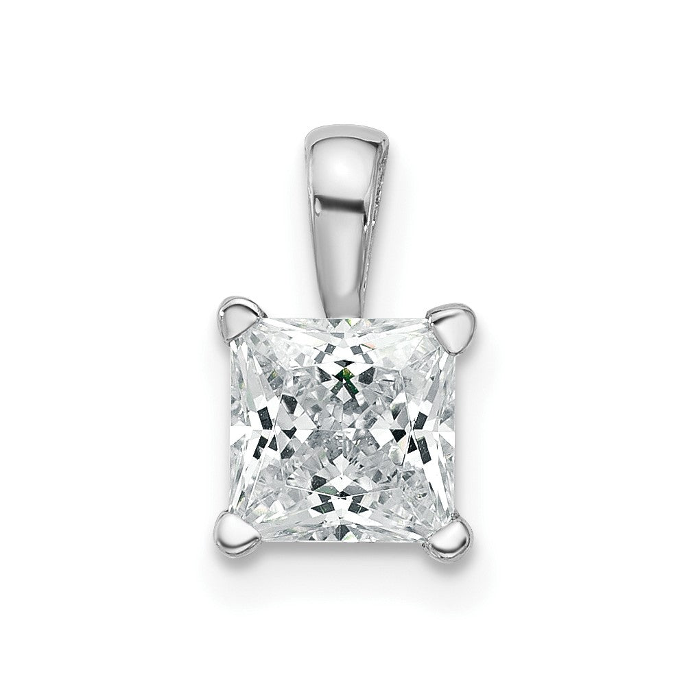 14kw 1 ct Cert Lab Grown Dia VS+ F+ Princess Complete 4 Prong Pendant