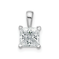 14kw 1 ct Cert Lab Grown Dia VS+ F+ Princess Complete 4 Prong Pendant