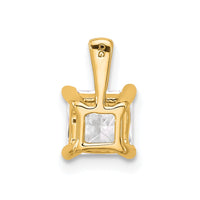 14k 1 ct Lab Grown Diamond VS+ F+ Princess Complete 4 Prong Pendant