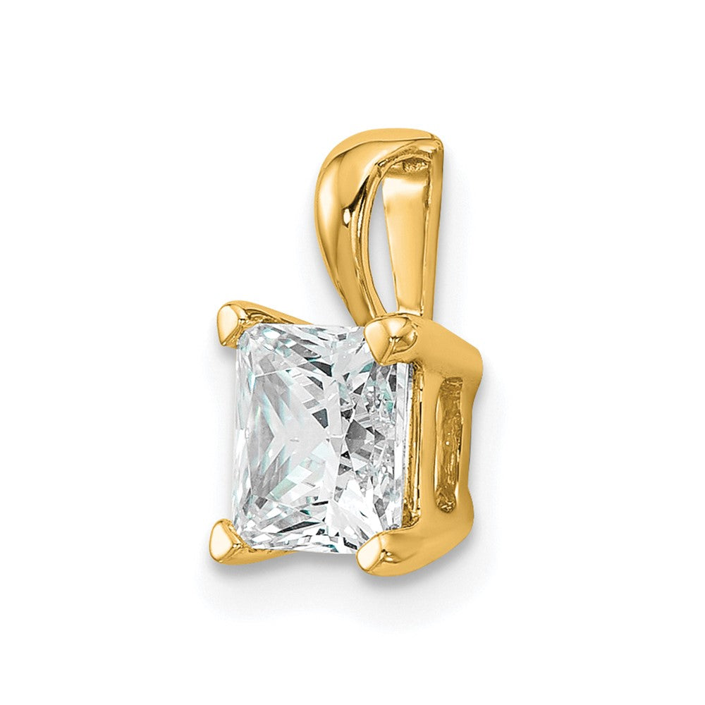 14k 1 ct Lab Grown Diamond VS+ F+ Princess Complete 4 Prong Pendant