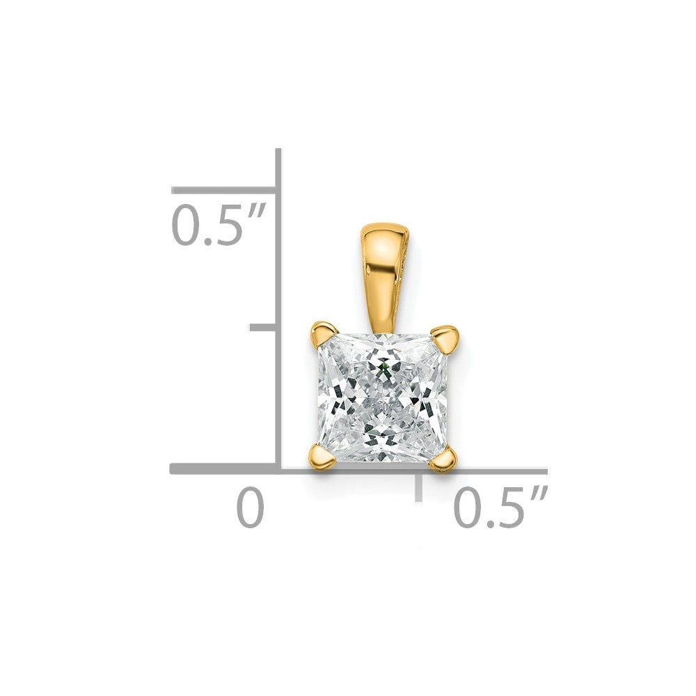 14k 1 ct Lab Grown Diamond VS+ F+ Princess Complete 4 Prong Pendant